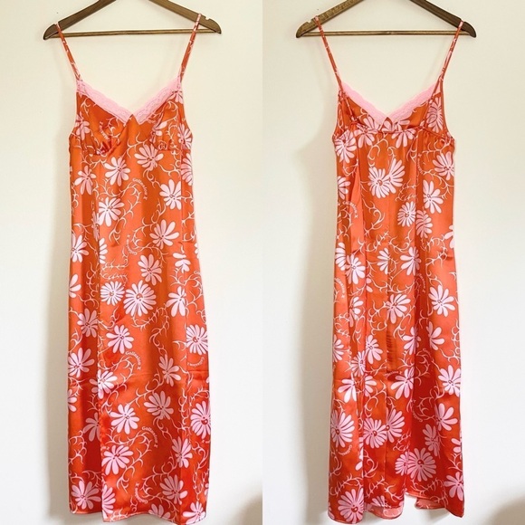 NWOT Collusion Floral Satin Slip Dress with Slit Size 8 - Picture 1 of 5